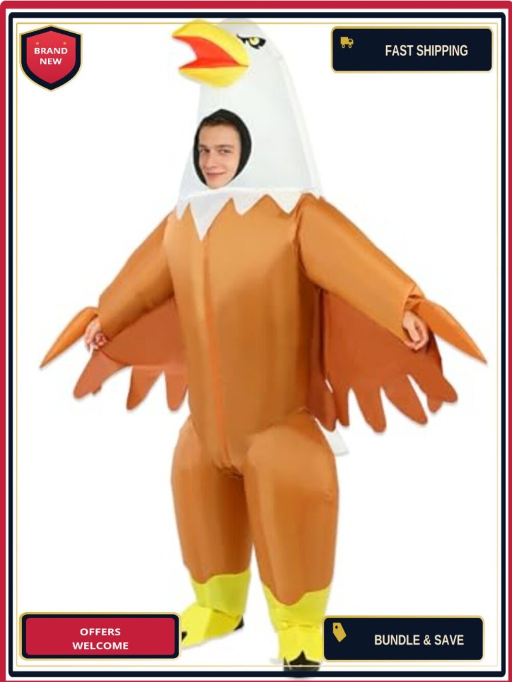 Inflatable Bald Eagle Costume Adult One Size Halloween Blow Up Mascot